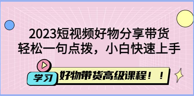 2023短视频好物分享带货，好物带货高级课程，轻松一句点拨，小白快速上手-宁率网络知识库