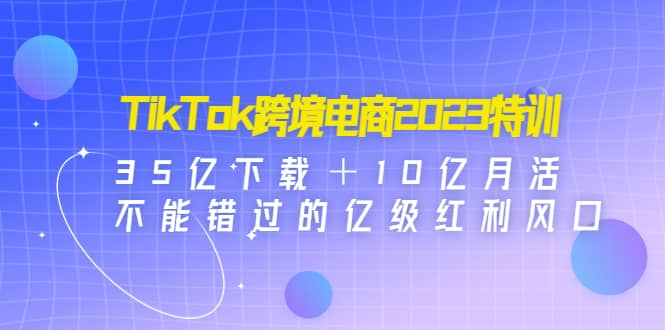 TikTok跨境电商2023特训：35亿下载＋10亿月活，不能错过的亿级红利风口-宁率网络知识库