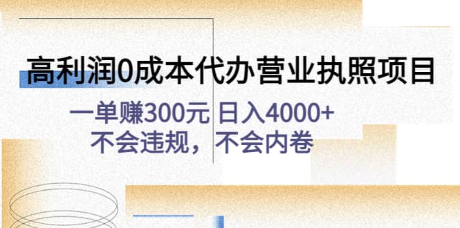 高利润0成本代办营业执照项目：不会违规，不会内卷-宁率网络知识库