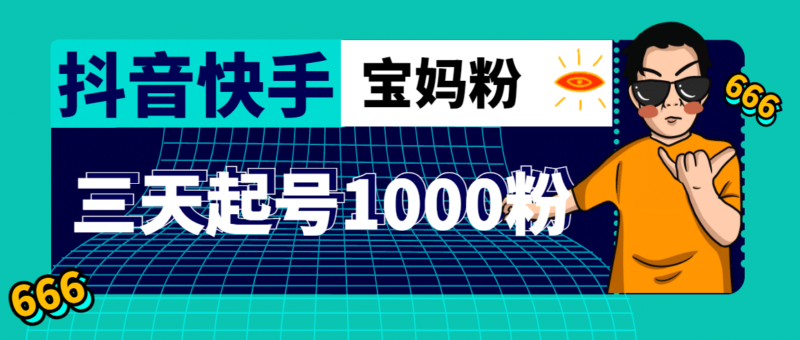 抖音快手三天起号涨粉1000宝妈粉丝的核心方法【详细玩法教程】-宁率网络知识库