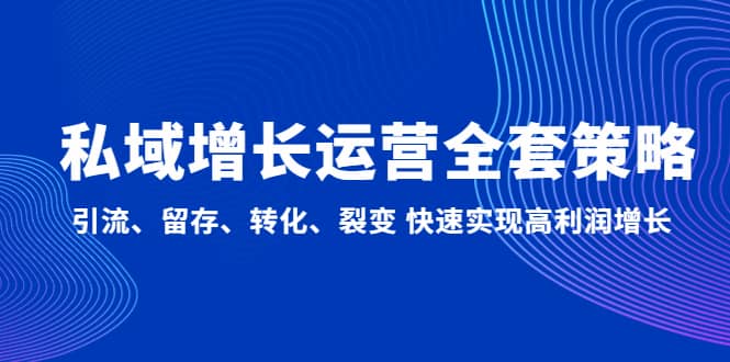 私域增长运营全套策略：引流、留存、转化、裂变 快速实现高利润增长-宁率网络知识库