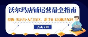 沃尔玛店铺·运营最全指南,挖掘·沃尔玛·入门盲区,新手0-1玩赚沃尔玛-宁率网络知识库