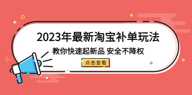 2023年最新淘宝补单玩法，教你快速起·新品，安全·不降权（18课时）-宁率网络知识库