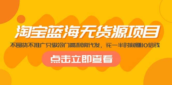 淘宝蓝海无货源项目，不囤货不推广只做冷门高利润代发-宁率网络知识库