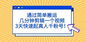 通过简单搬运，几分钟剪辑一个视频，3天快速起真人千粉号-宁率网络知识库
