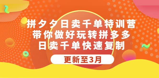 拼夕夕日卖千单特训营，带你做好玩转拼多多，日卖千单快速复制 (更新至3月)-宁率网络知识库