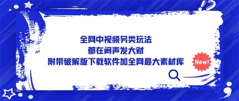 全网中视频另类玩法，都在闷声发大财，附带下载软件加全网最大素材库-宁率网络知识库