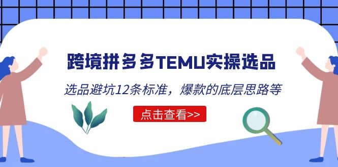 跨境拼多多TEMU实操选品运营方法，选品避坑12条标准，爆款的底层思路等-宁率网络知识库