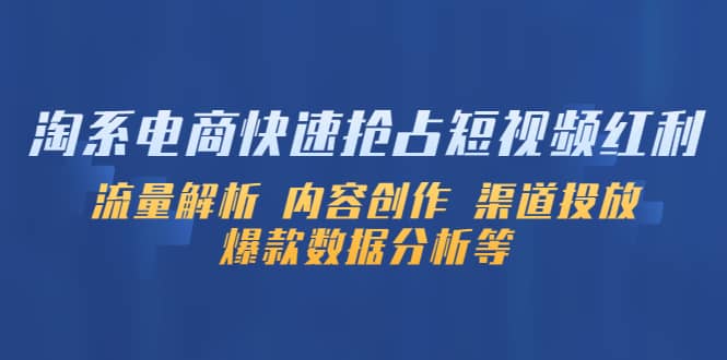 淘系电商快速抢占短视频红利：流量解析 内容创作 渠道投放 爆款数据分析等-宁率网络知识库
