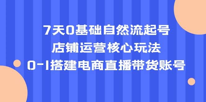 7天0基础自然流起号，店铺运营核心玩法，0-1搭建电商直播带货账号-宁率网络知识库