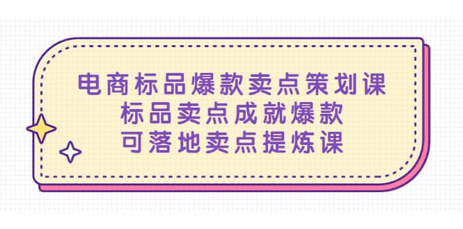 电商标品爆款卖点策划课，标品卖点成就爆款，可落地卖点提炼课-宁率网络知识库