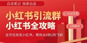 价值980元的《小红书运营和引流课》,日引100高质量粉-宁率网络知识库