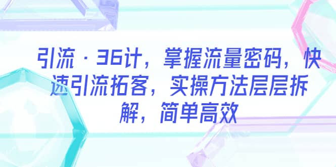 引流·36计，掌握流量密码，快速引流拓客，实操方法层层拆解，简单高效-宁率网络知识库