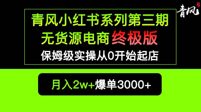 小红书无货源电商爆单终极版【视频教程+实战手册】保姆级实操从0起店爆单-宁率网络知识库
