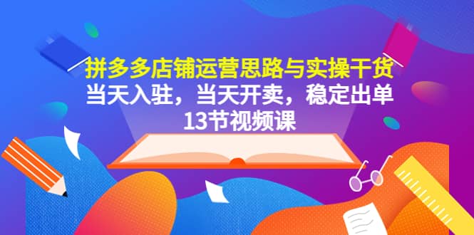 拼多多店铺运营思路与实操干货，当天入驻，当天开卖，稳定出单（13节课）-宁率网络知识库
