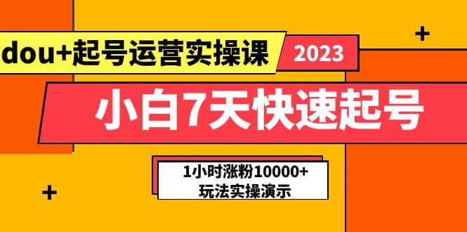 小白7天快速起号：dou+起号运营实操课，实战1小时涨粉10000+玩法演示-宁率网络知识库