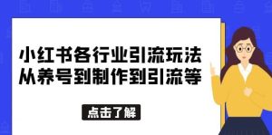 小红书各行业引流玩法，从养号到制作到引流等，一条龙分享给你-宁率网络知识库