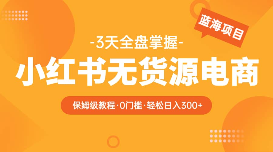 2023小红书无货源电商【保姆级教程从0到日入300】爆单3W-宁率网络知识库