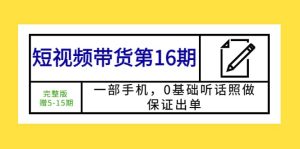 短视频带货第16期：一部手机，0基础听话照做，保证出单-宁率网络知识库