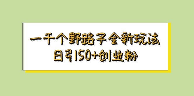 一千个野路子全新玩法 日引50+创业粉-宁率网络知识库