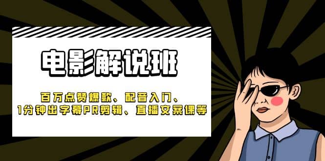 《电影解说班》百万点赞爆款、配音入门、1分钟出字幕PR剪辑、直播文案课等-宁率网络知识库