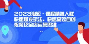 2023淘短·课程精准人群快速爆发玩法，快速高效自创视频及全店运营思维-宁率网络知识库