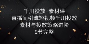 千川投放·素材课:直播间引流短视频千川投放素材与投放策略进阶,9节完整-宁率网络知识库