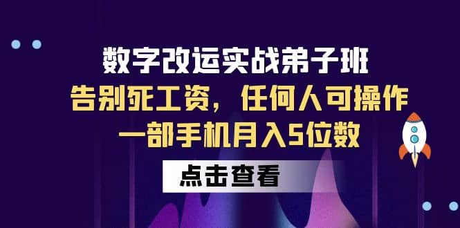 数字 改运实战弟子班：告别死工资，任何人可操作，一部手机月入5位数-宁率网络知识库