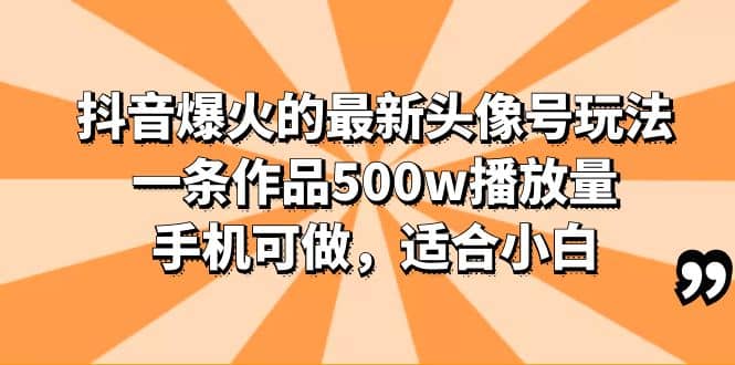 抖音爆火的最新头像号玩法，一条作品500w播放量，手机可做，适合小白-宁率网络知识库