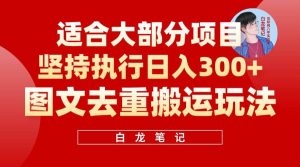 【白龙笔记】图文去重搬运玩法，坚持执行日入300+，适合大部分项目（附带去重参数）-宁率网络知识库