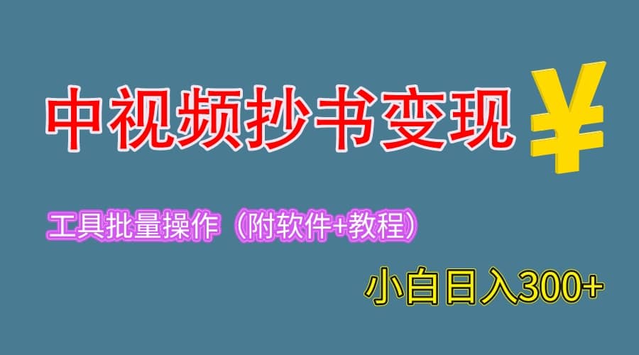 2023中视频抄书变现（附工具+教程），一天300+，特别适合新手操作的副业-宁率网络知识库