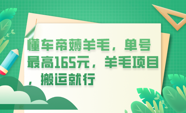 懂车帝薅羊毛，单号最高165元，羊毛项目，搬运就行-宁率网络知识库