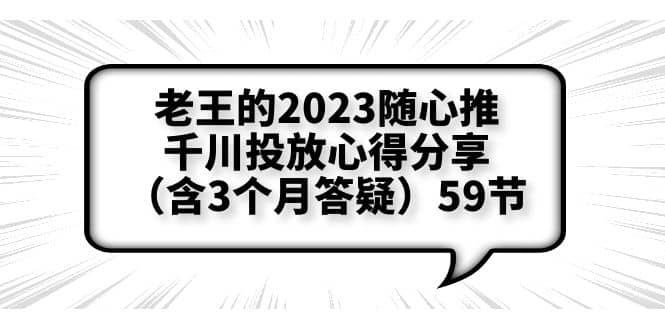 老王的2023随心推+千川投放心得分享（含3个月答疑）59节-宁率网络知识库