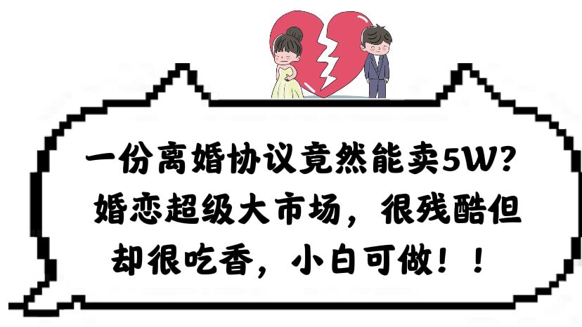 一份离婚协议竟然能卖5W？婚恋超级大市场，很残酷但却很吃香，小白可做-宁率网络知识库