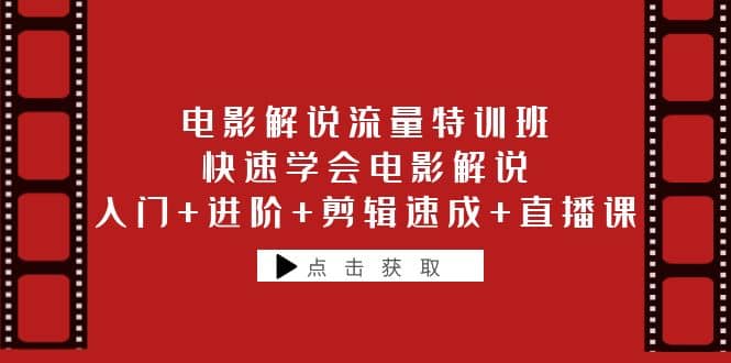 电影解说流量特训班：快速学会电影解说，入门+进阶+剪辑速成+直播课-宁率网络知识库