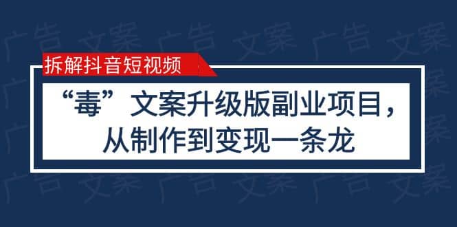 拆解抖音短视频：“毒”文案升级版副业项目，从制作到变现（教程+素材）-宁率网络知识库