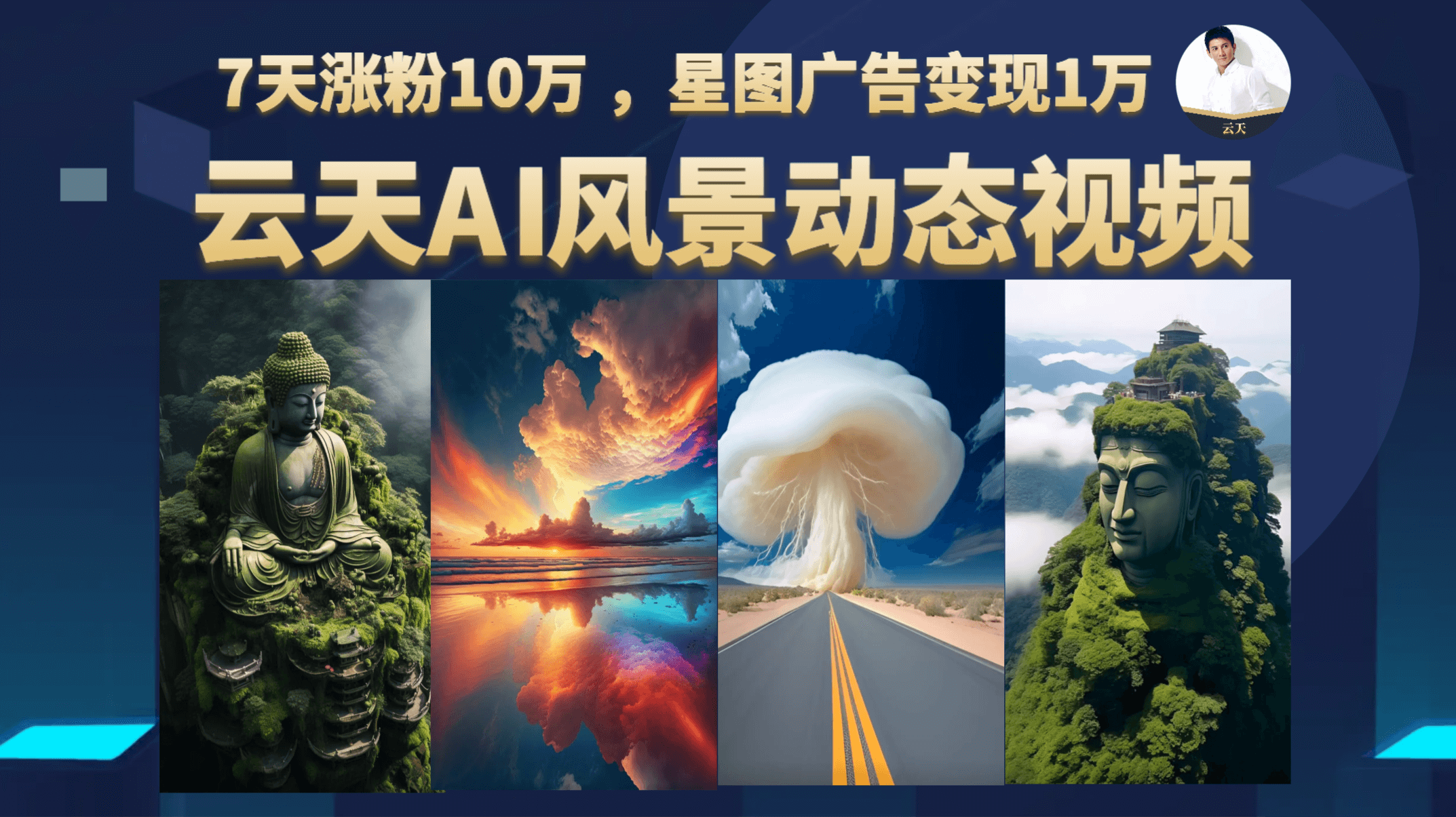 云天AI风景动图视频制作，7天涨粉10万 ，星图广告变现1万-宁率网络知识库