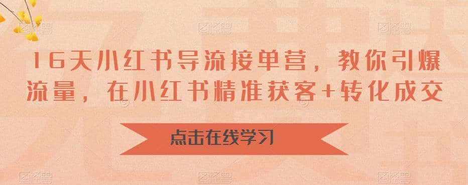 16天-小红书 导流接单营，教你引爆流量，在小红书精准获客+转化成交-宁率网络知识库