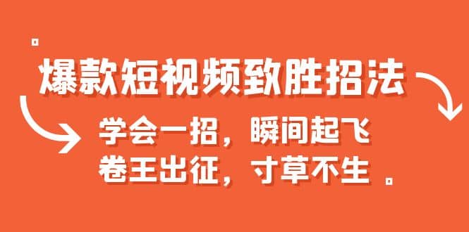 爆款短视频致胜招法，学会一招，瞬间起飞，卷王出征，寸草不生-宁率网络知识库