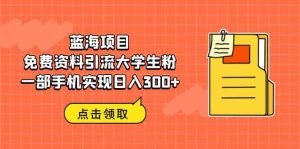 蓝海项目，免费资料引流大学生粉一部手机实现日入300+-宁率网络知识库
