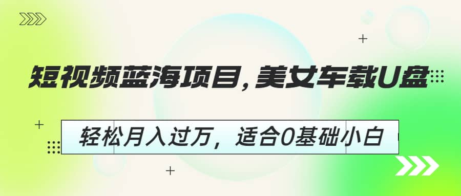 短视频蓝海项目，美女车载U盘，轻松月入过万，适合0基础小白-宁率网络知识库