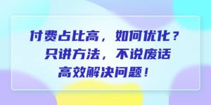 付费 占比高，如何优化？只讲方法，不说废话，高效解决问题-宁率网络知识库