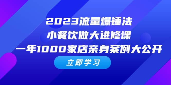 2023流量 爆锤法，小餐饮做大进修课，一年1000家店亲身案例大公开-宁率网络知识库
