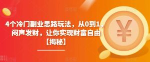 4个冷门副业思路玩法，从0到1，闷声发财，让你实现财富自由【揭秘】-宁率网络知识库