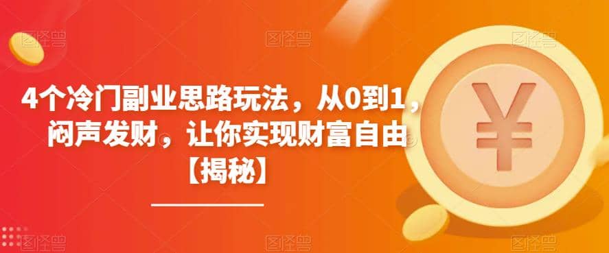 4个冷门副业思路玩法，从0到1，闷声发财，让你实现财富自由【揭秘】-宁率网络知识库