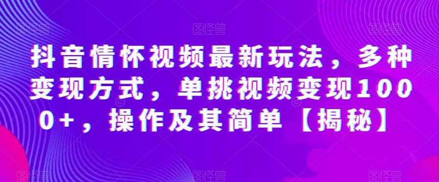 抖音情怀视频最新玩法，多种变现方式，单挑视频变现1000+，操作及其简单【揭秘】-宁率网络知识库