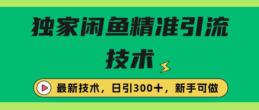 独家闲鱼引流技术，日引300＋实战玩法-宁率网络知识库