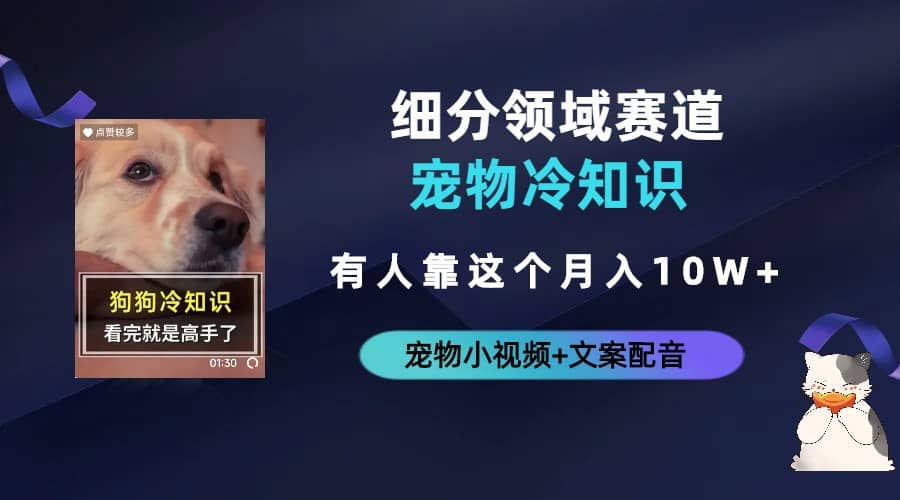 不起眼的抖音细分赛道-宠物冷知识，一段宠物视频配文案，有人靠这个月入10w-宁率网络知识库