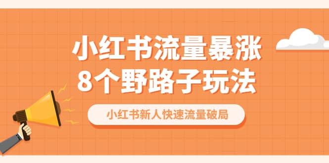 小红书流量-暴涨8个野路子玩法：小红书新人快速流量破局（8节课）-宁率网络知识库