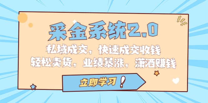 采金 系统2.0，私域成交，快速成交收钱，轻松卖货，业绩暴涨，潇洒赚钱-宁率网络知识库